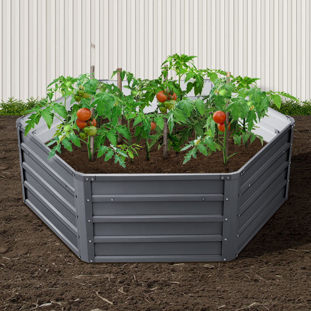 Green Fingers 2x Garden Bed 130x130x46cm Planter Box Raised Container Galvanised-7