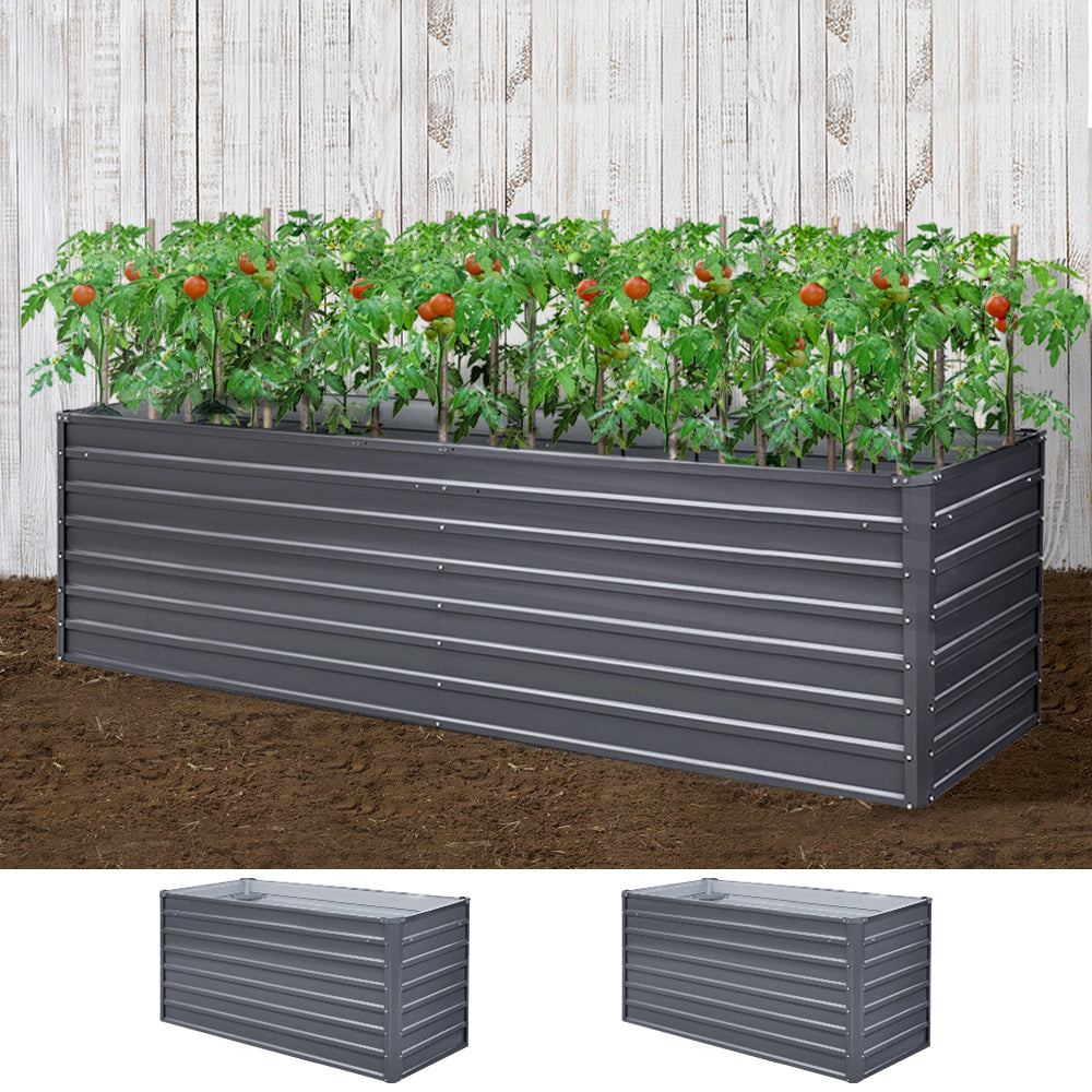 Green Fingers Garden Bed 320x80x77cm Planter Box Raised Container Galvanised Herb-6