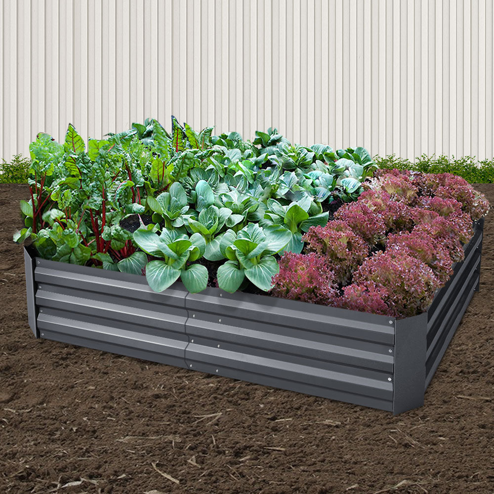 Green Fingers 2x Garden Bed 150x90cm Planter Box Raised Container Galvanised Herb-7