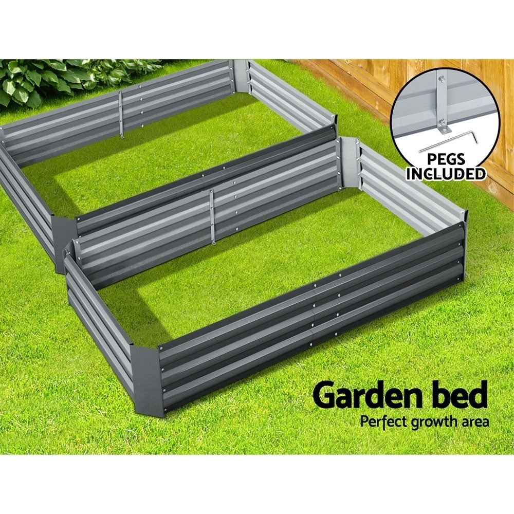 Green Fingers 2x Garden Bed 150x90cm Planter Box Raised Container Galvanised Herb-4