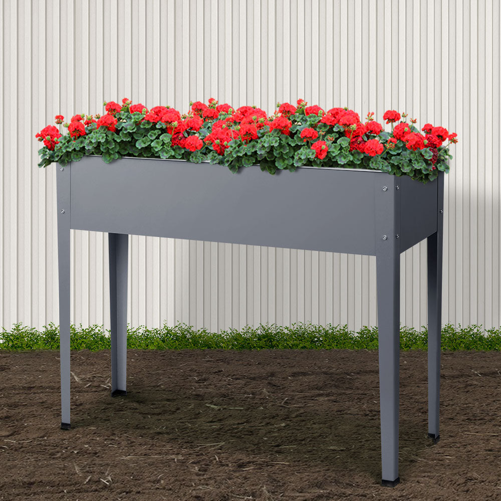 Green Fingers Garden Bed Elevated 100X80X30cm Planter Box Container Galvanised-7