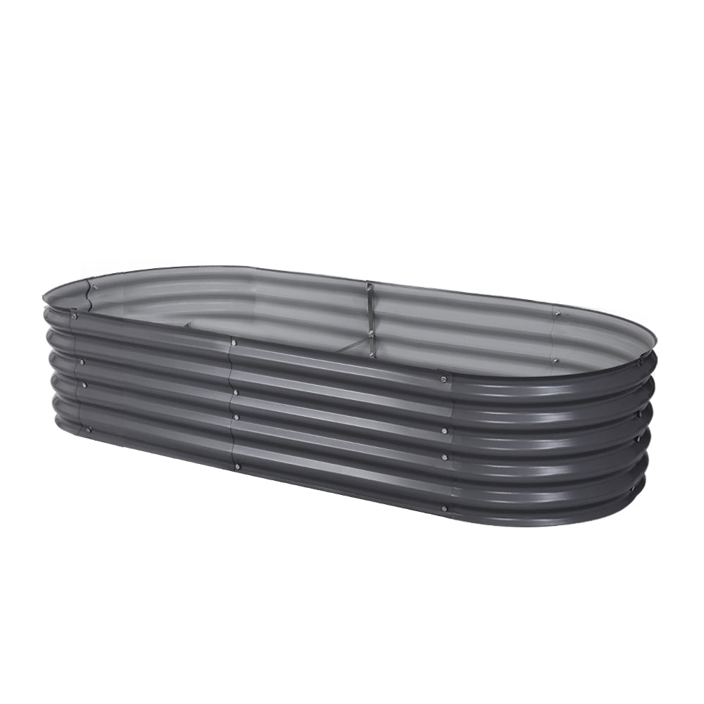 Green Fingers Garden Bed 160X80X42cm Oval Planter Box Raised Container Galvanised-0