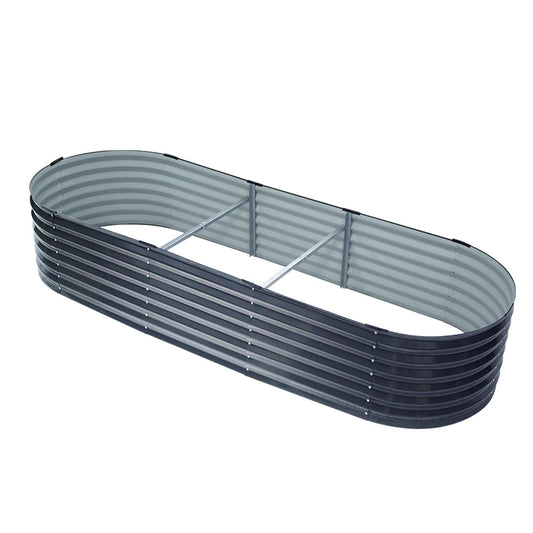 Green Fingers Garden Bed 240X80X42cm Oval Planter Box Raised Container Galvanised-0