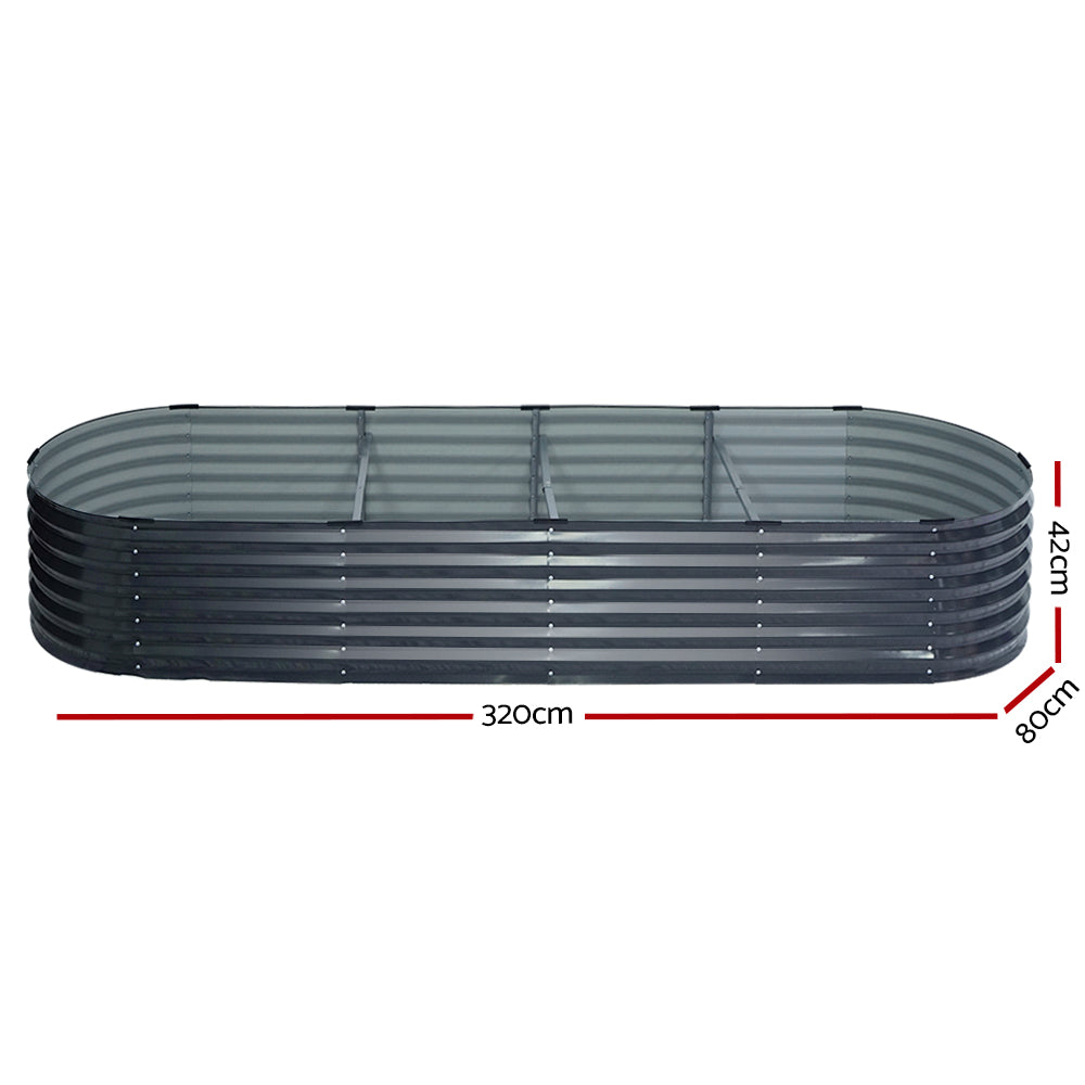 Green Fingers Garden Bed 320X80X42cm Oval Planter Box Raised Container Galvanised-1