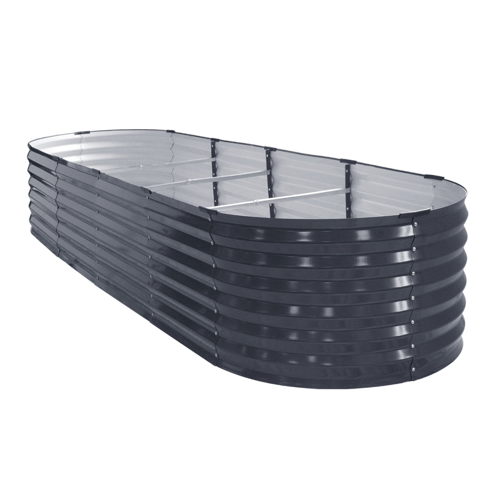 Green Fingers Garden Bed 320X80X42cm Oval Planter Box Raised Container Galvanised-2