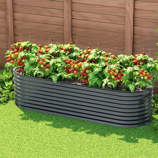 Green Fingers Garden Bed 240X80X56cm Oval Planter Box-0