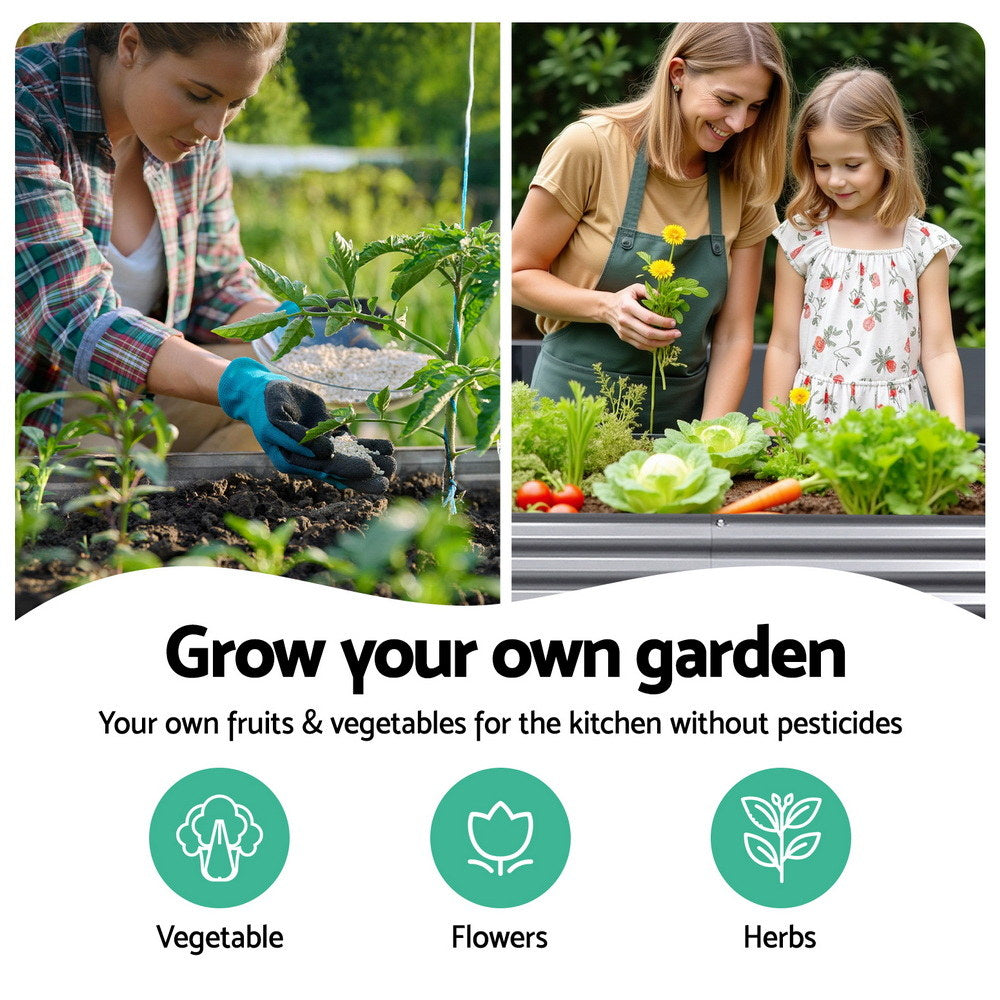 Green Fingers Garden Bed 240X80X56cm Oval Planter Box-3