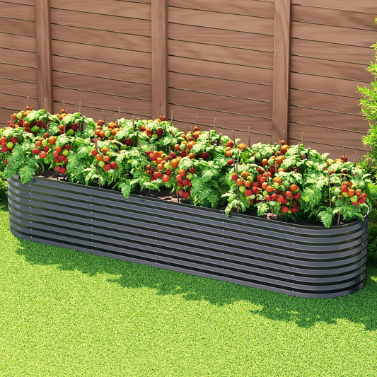 Green Fingers Garden Bed 320X80X56cm Oval Planter Box-0