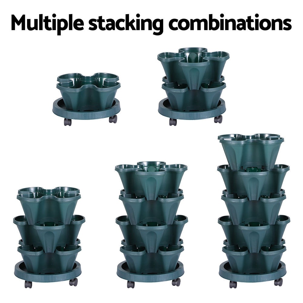 Green Fingers Garden Bed 5 Tier Vertical Garden Strawberry Stackable Planters Herbs Petunias-4