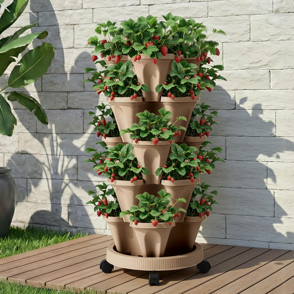 Green Fingers Garden Bed 5 Tier Vertical Garden Strawberry Stackable Planters Herbs Petunias main image 1