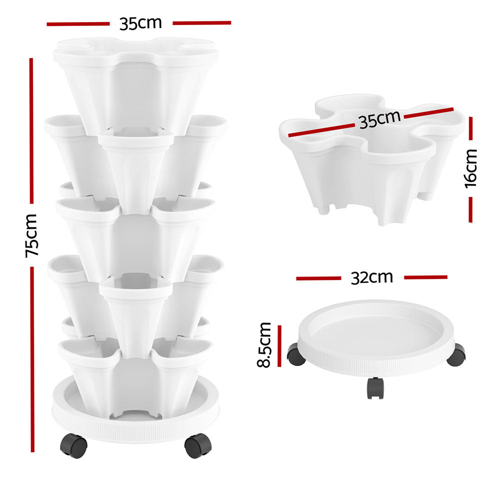 Green Fingers Garden Bed 5 Tier Vertical Garden Strawberry Stackable Planters Herbs Petunias-1