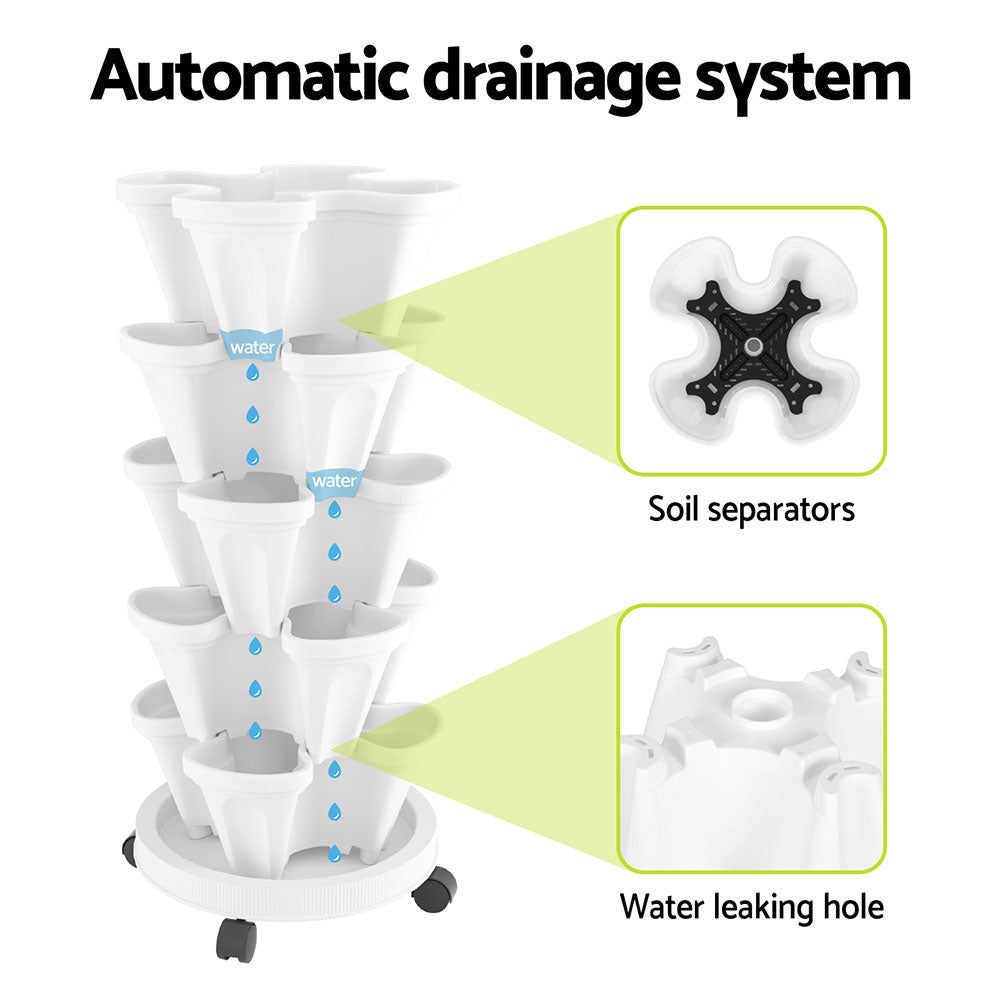 Green Fingers Garden Bed 5 Tier Vertical Garden Strawberry Stackable Planters Herbs Petunias-3