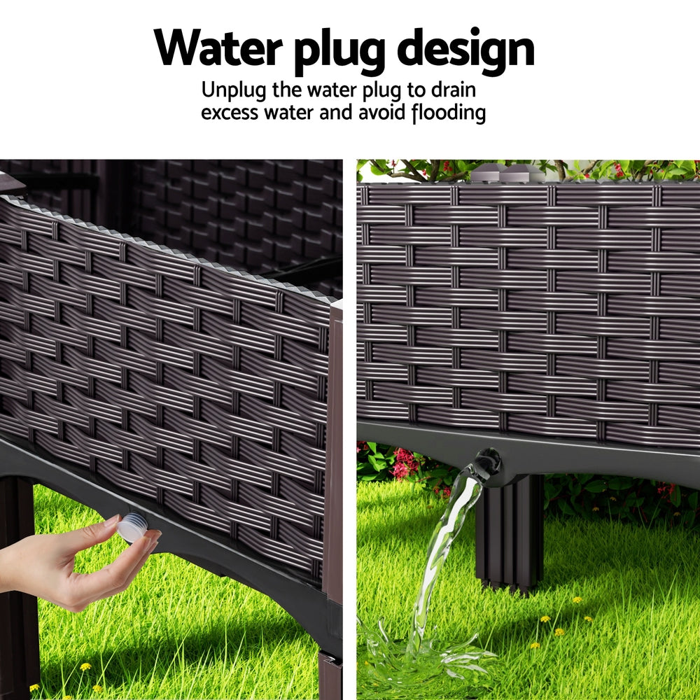 Green Fingers Garden Bed 120x40x36cm PP Planter Box Raised Container Growing Herb-3