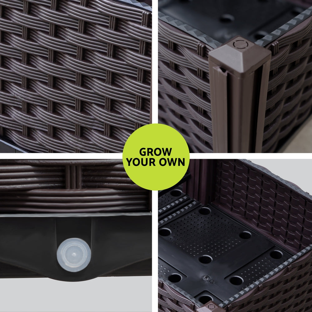 Green Fingers Garden Bed 120x40x36cm PP Planter Box Raised Container Growing Herb-4