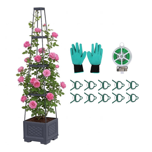Green Fingers Self Watering Planter with Trellis Adjustable Height Modular Tomato Box 4 Layer 140cm