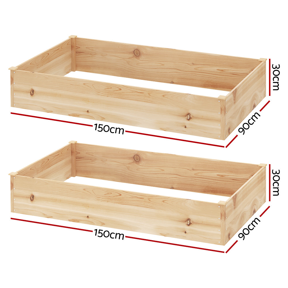 Green Fingers Garden Bed 150x90x30cm Wooden Planter Box Raised Container Growing-1