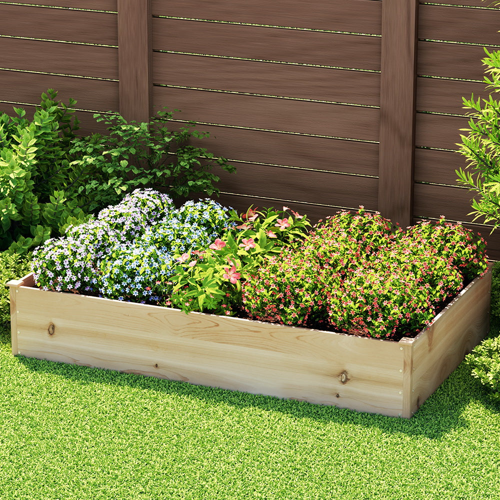 Green Fingers Garden Bed 150x90x30cm Wooden Planter Box Raised Container Growing-6