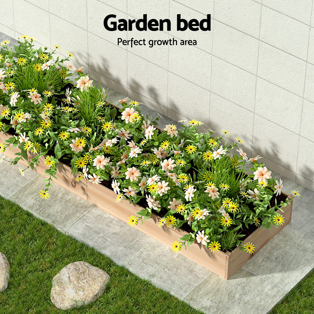 Green Fingers Garden Bed 150x90x30cm Wooden Planter Box Raised Container Growing-3