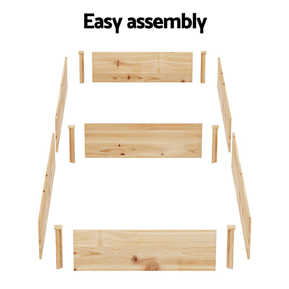 Green Fingers Garden Bed 150x90x30cm Wooden Planter Box Raised Container Growing-5