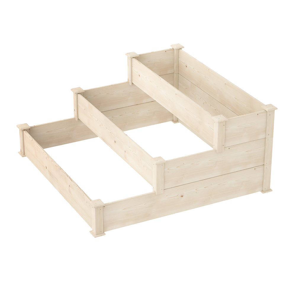 Green Fingers 3-Tier Wooden Raised Garden Bed Elevated Ground Vegetable Planter Box-2