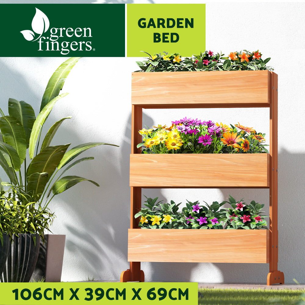 Green Fingers Garden Bed Elevated 69x39x106cm Wooden Planter Box Container Herb-3