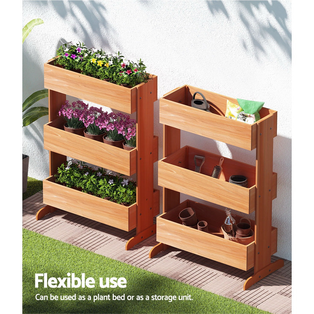 Green Fingers Garden Bed Elevated 69x39x106cm Wooden Planter Box Container Herb-6