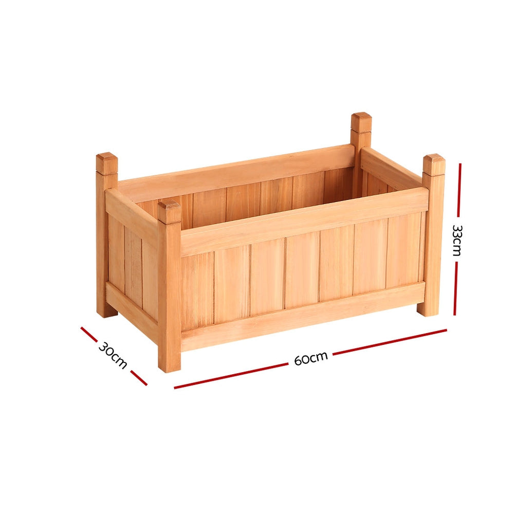 Green Fingers Garden Bed 60x30x33cm Wooden Planter Box Raised Container Growing-1