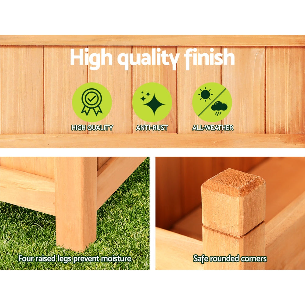 Green Fingers Garden Bed 60x30x33cm Wooden Planter Box Raised Container Growing-4