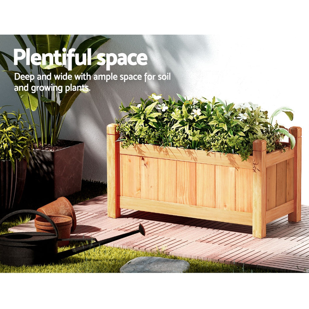 Green Fingers Garden Bed 60x30x33cm Wooden Planter Box Raised Container Growing-5