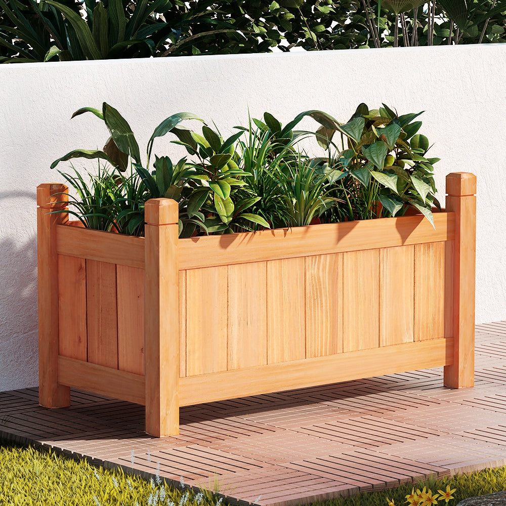 Green Fingers Garden Bed 60x30x33cm Wooden Planter Box Raised Container Growing-7