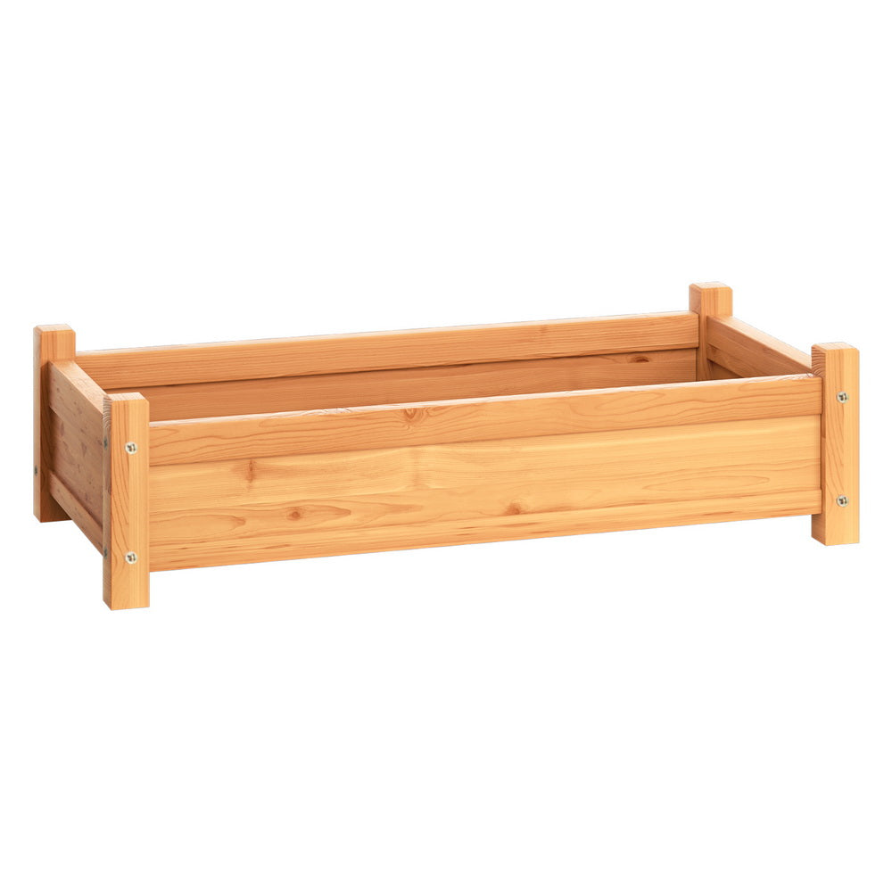 Green Fingers Garden Bed 65x33x16cm Wooden Planter Box Raised Container Growing-0