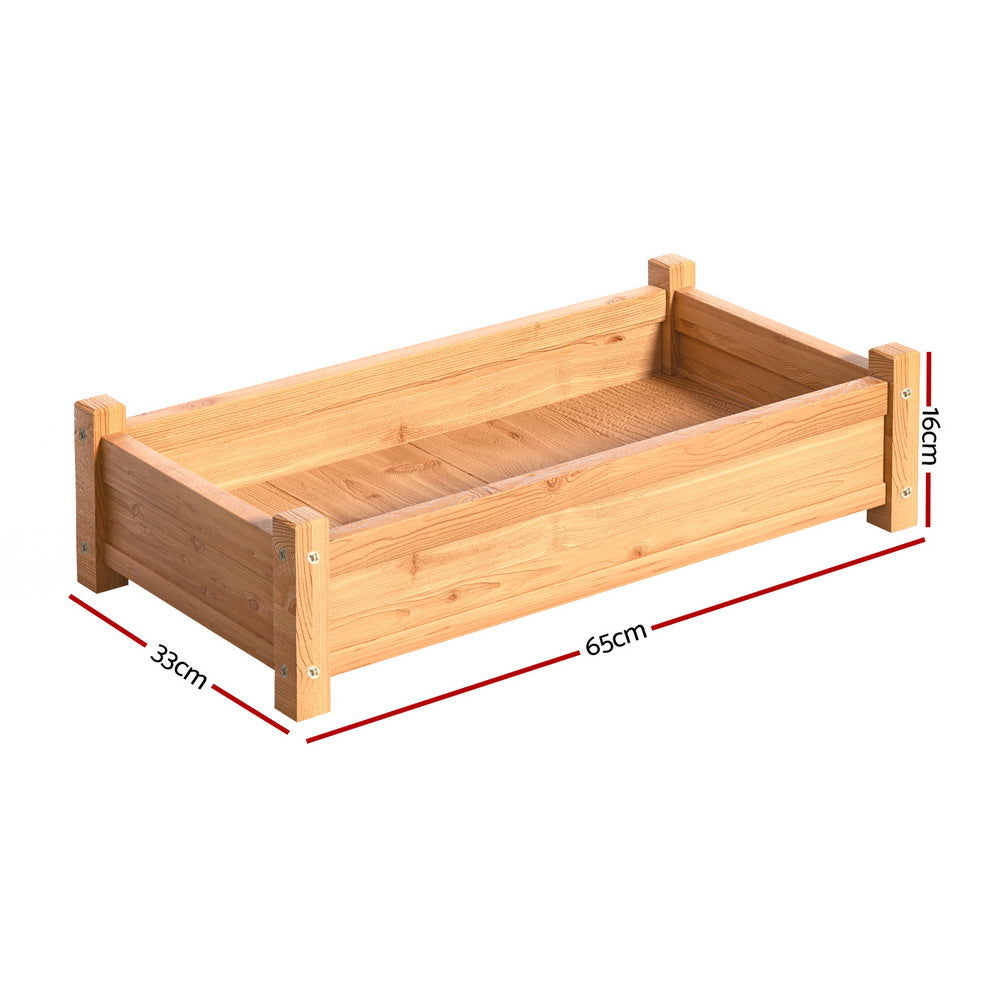 Green Fingers Garden Bed 65x33x16cm Wooden Planter Box Raised Container Growing-1