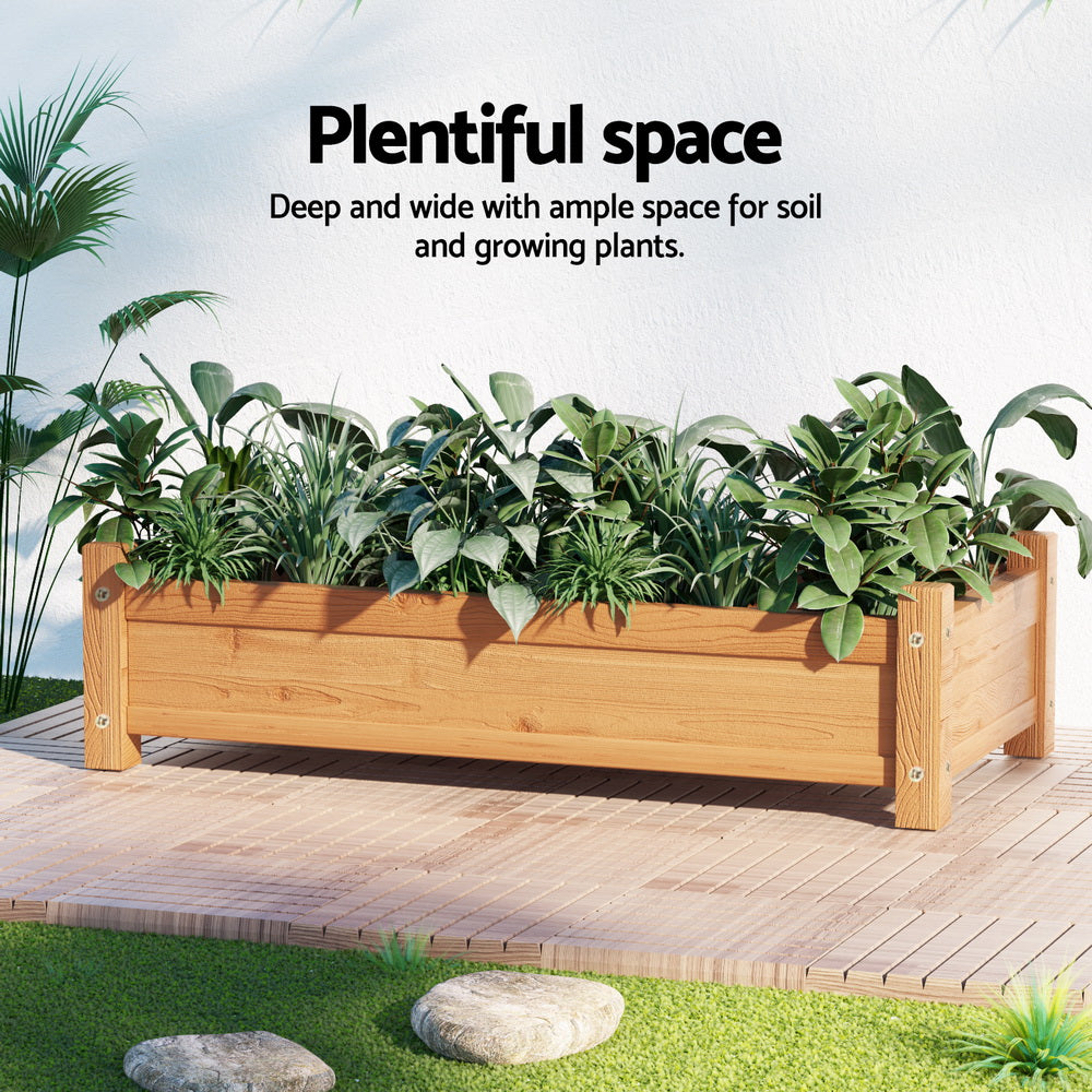 Green Fingers Garden Bed 65x33x16cm Wooden Planter Box Raised Container Growing-3