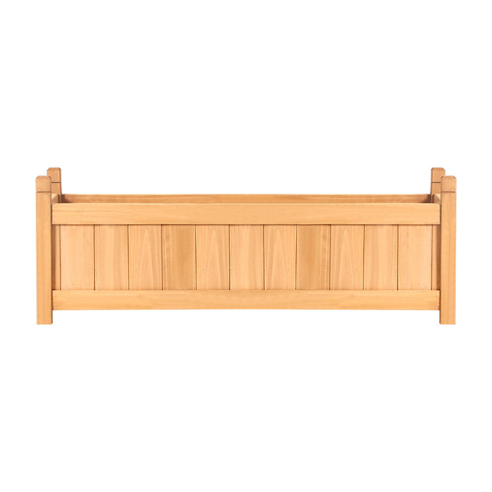 Green Fingers Garden Bed 90x30x33cm Wooden Planter Box Raised Container Growing-2