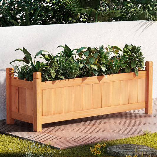 Green Fingers Garden Bed 90x30x33cm Wooden Planter Box Raised Container Growing-0