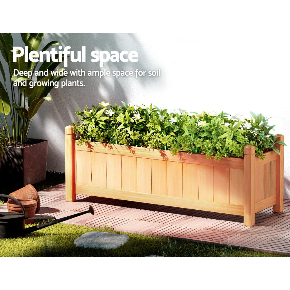 Green Fingers Garden Bed 90x30x33cm Wooden Planter Box Raised Container Growing-5