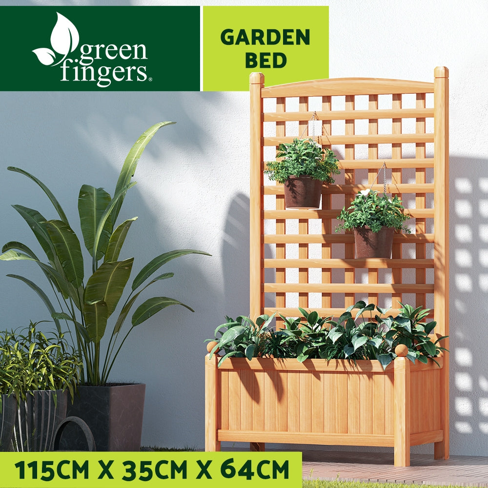 Green Fingers Garden Bed Wooden 64x35x115cm Planter Raised Box Container Trellis-3