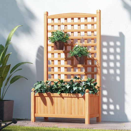 Green Fingers Garden Bed Wooden 64x35x115cm Planter Raised Box Container Trellis-0