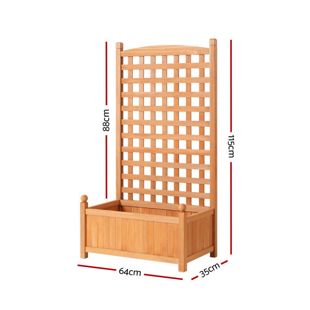 Green Fingers 2X Garden Bed Wooden 64x35x115cm Planter Raised Box Container Trellis-1