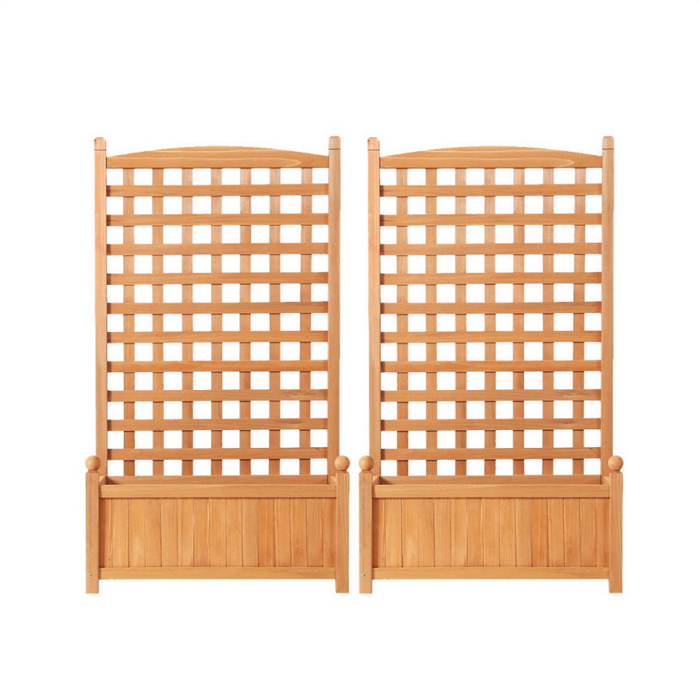 Green Fingers 2X Garden Bed Wooden 64x35x115cm Planter Raised Box Container Trellis-2