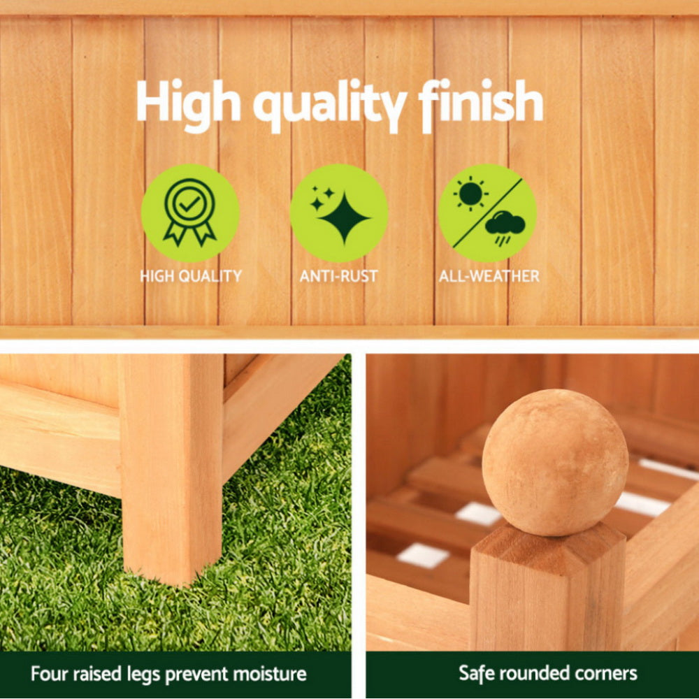 Green Fingers 2X Garden Bed Wooden 64x35x115cm Planter Raised Box Container Trellis-3