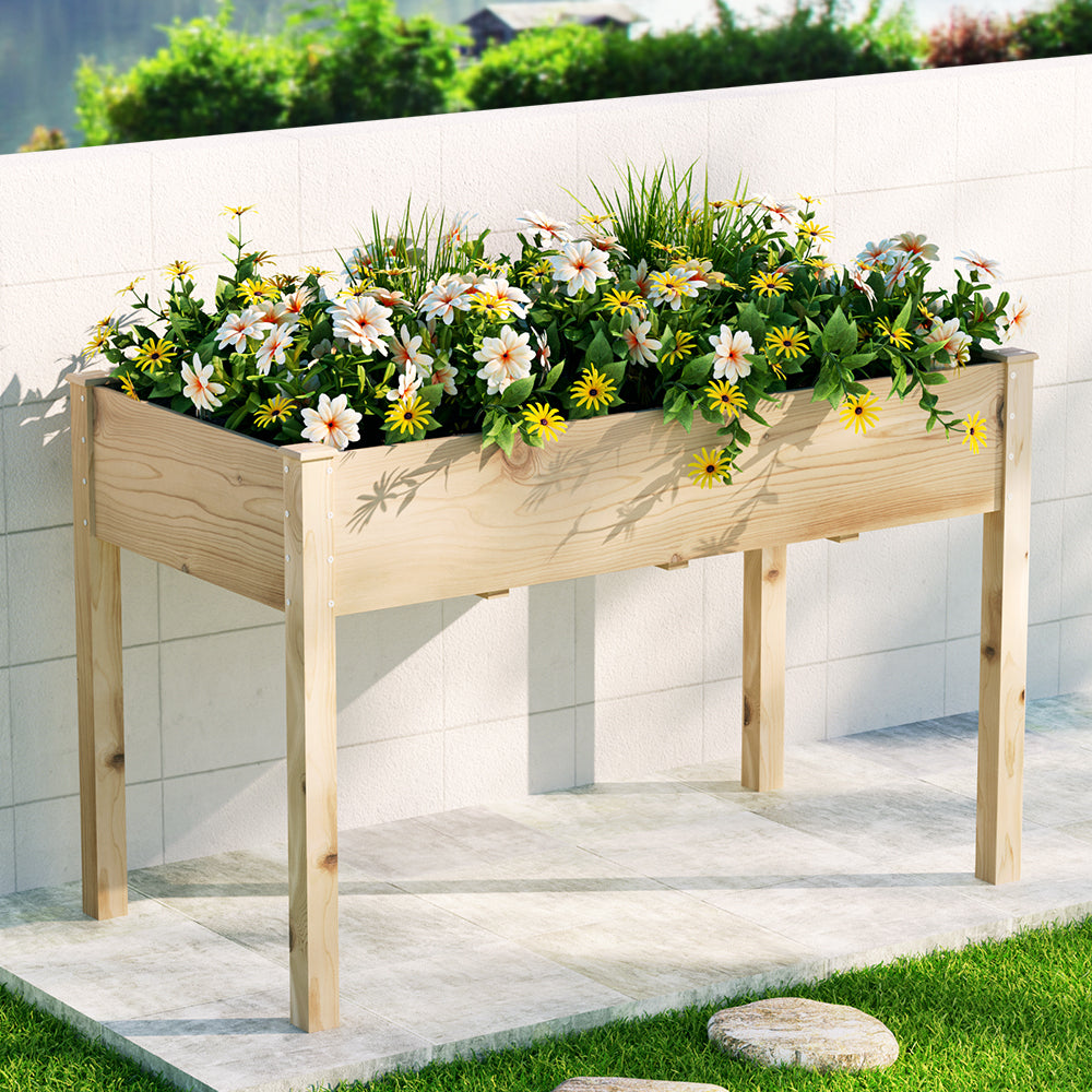 Green Fingers Garden Bed Elevated 120x60x80cm Wooden Planter Box Raised Container-0