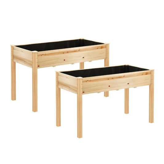 Green Fingers Raised Garden Bed 2x Elevated 120x60x80cm Wooden Planter Box Container-0