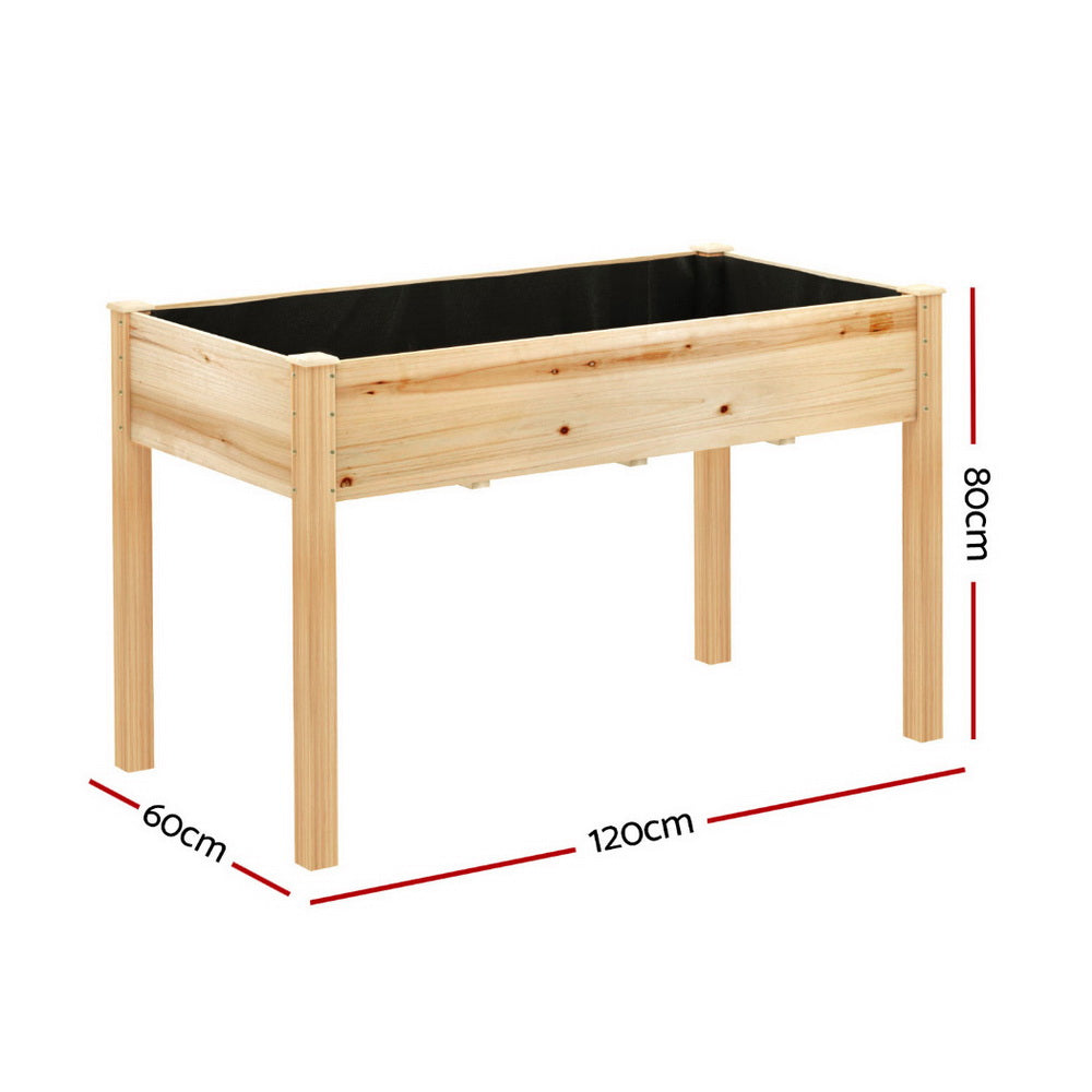 Green Fingers Raised Garden Bed 2x Elevated 120x60x80cm Wooden Planter Box Container-1