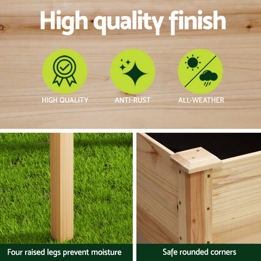 Green Fingers Raised Garden Bed 2x Elevated 120x60x80cm Wooden Planter Box Container-4