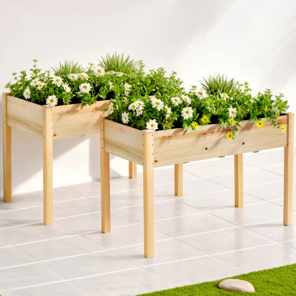 Green Fingers Raised Garden Bed 2x Elevated 120x60x80cm Wooden Planter Box Container-6