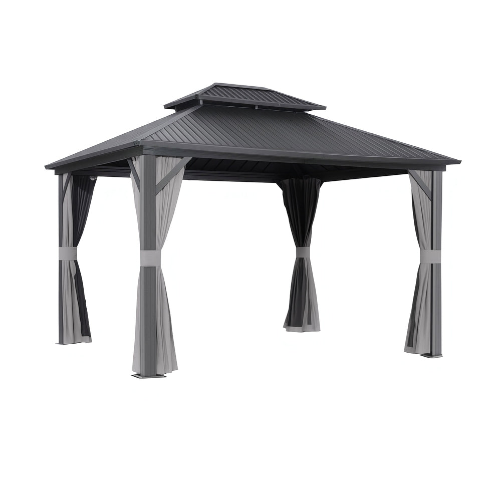 Instahut Gazebo 3x3.65m Canopy Outdoor Steel Frame Patio Tent Curtains Marquee Grey-0