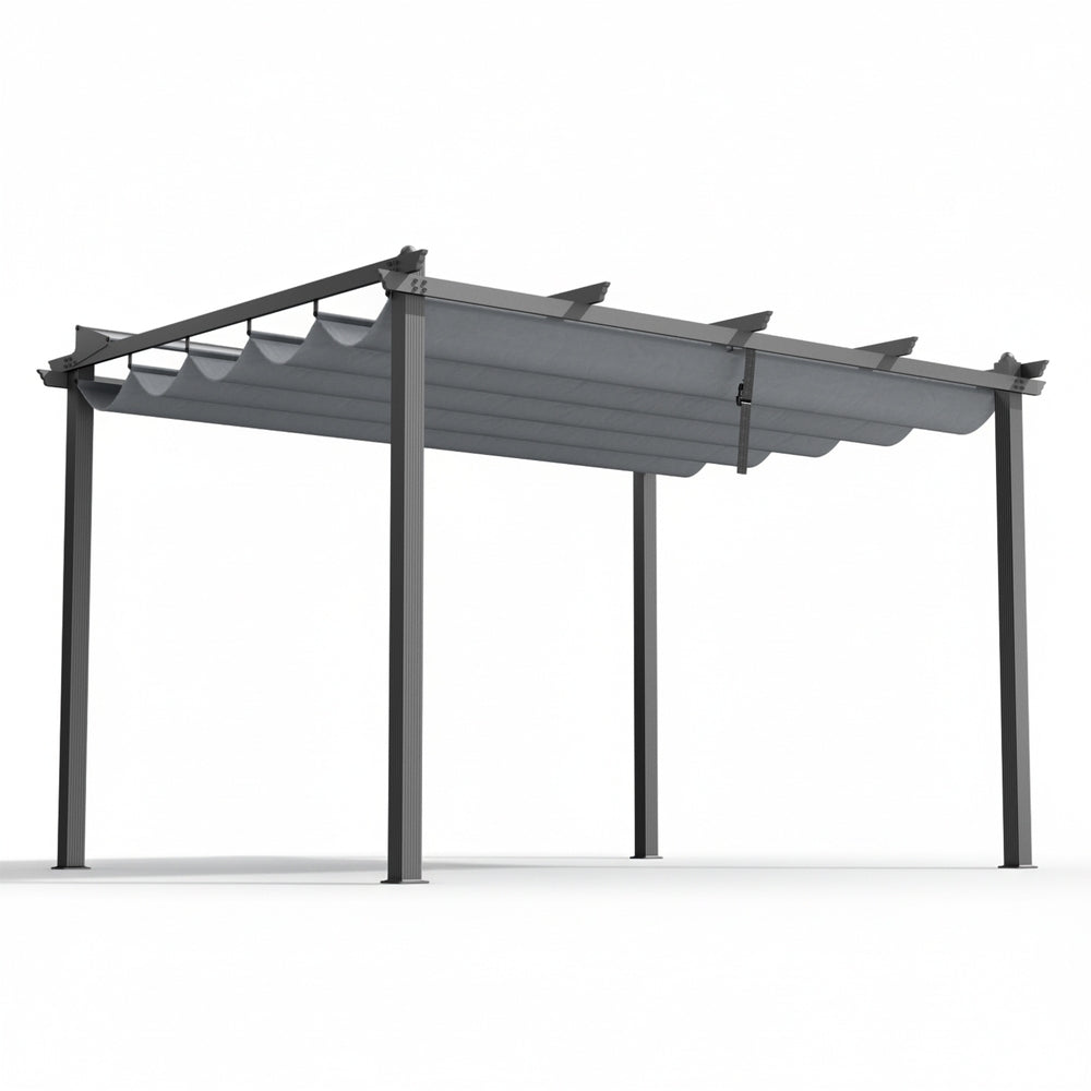 Instahut Gazebo Outdoor Garden Pergola Aluminium Frame Adjustable Canopy 3x4m Grey-0