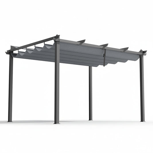 Instahut Gazebo Outdoor Garden Pergola Aluminium Frame Adjustable Canopy 3x4m Grey-0