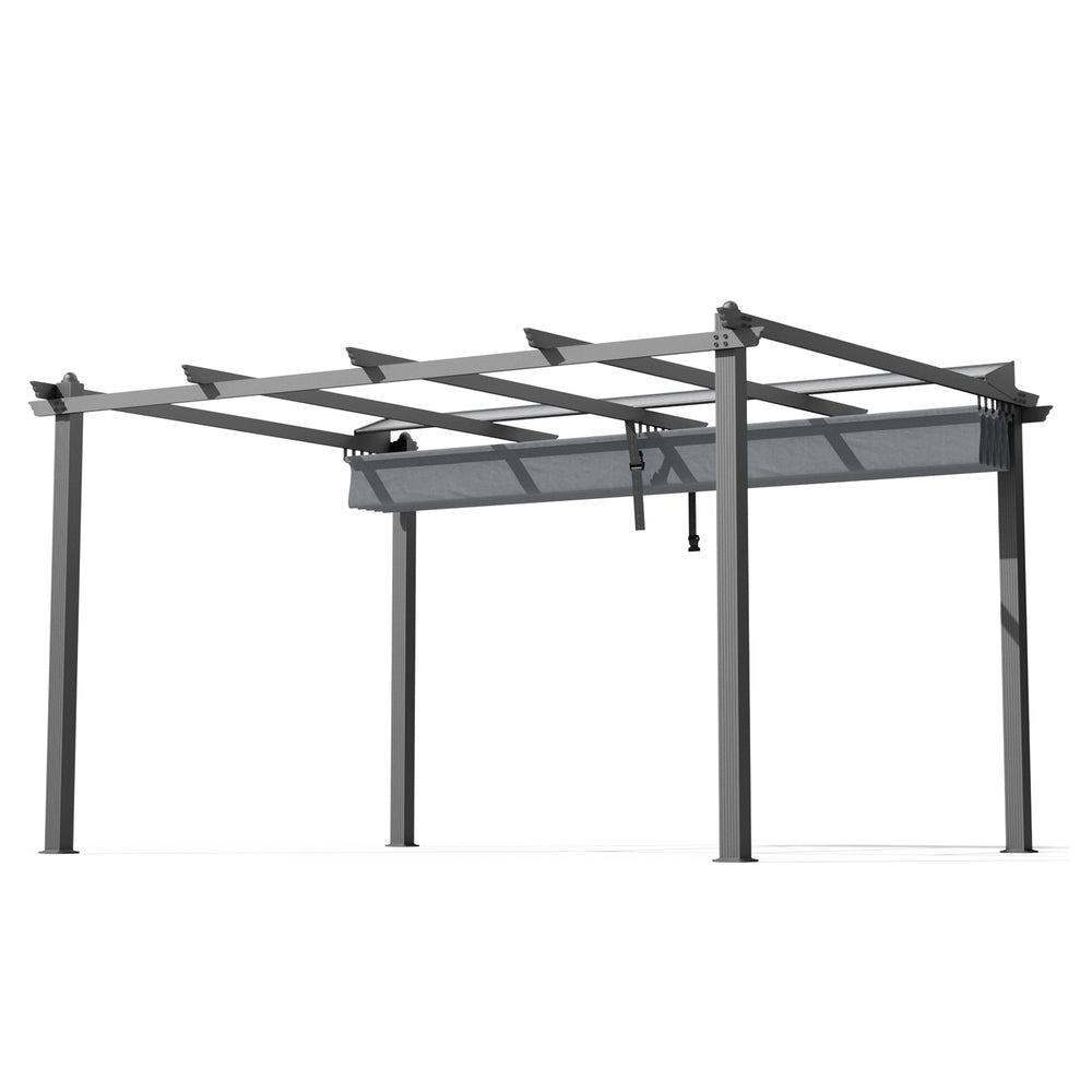 Instahut Gazebo Outdoor Garden Pergola Aluminium Frame Adjustable Canopy 3x4m Grey-2
